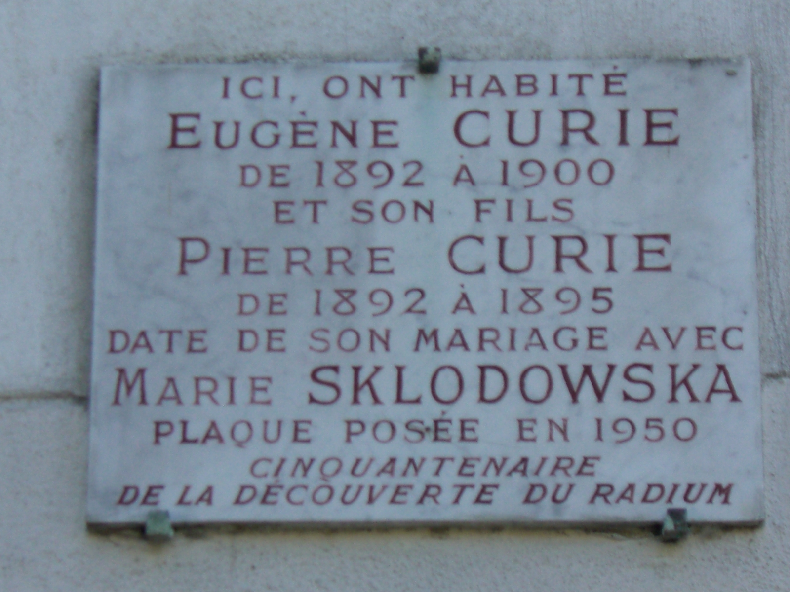 Plaque commémorative